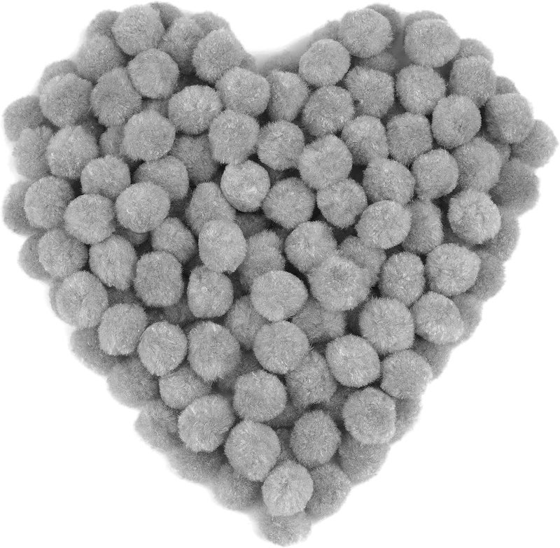 MORFEN 150 Pcs Pom Poms, 1 Inch Light Grey Craft Pom Poms, Fuzzy Pompom Puff Balls, Small Pom Pom Balls for DIY Arts, Crafts Projects,Birthday Home Decorations - Image 1